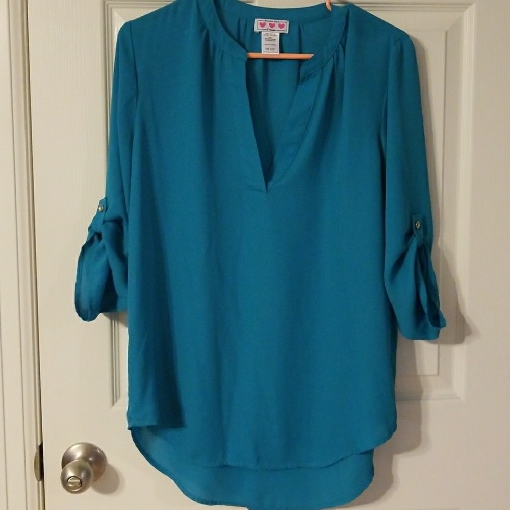 Three Pink Hearts Blue Tunic
